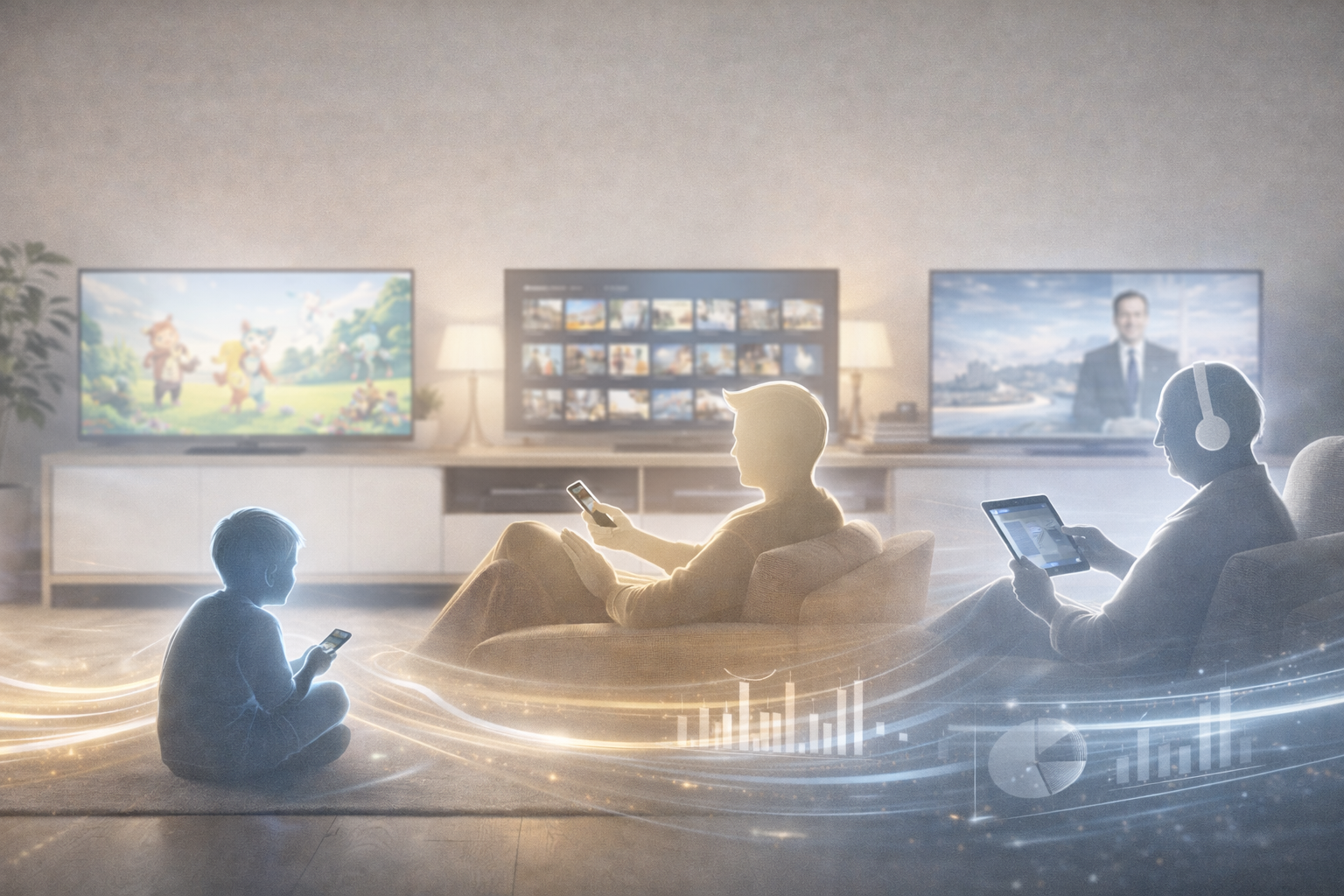 Illustration showing how different age groups watch television across Europe