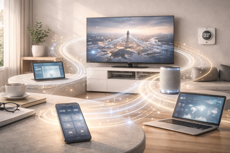 Professional illustration representing calm and unobtrusive technology in daily life