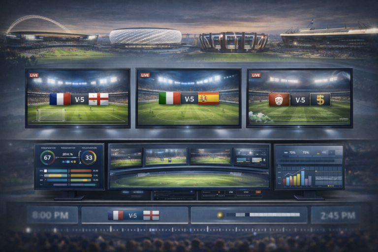 Professional illustration representing the most watched football matches in Europe