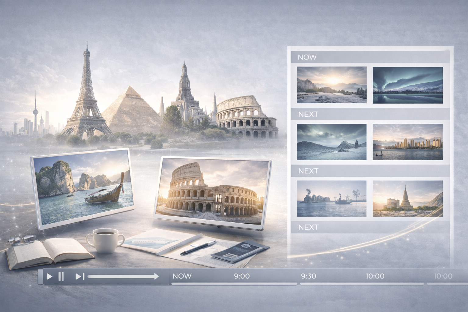 Professional illustration representing travel and culture television channels