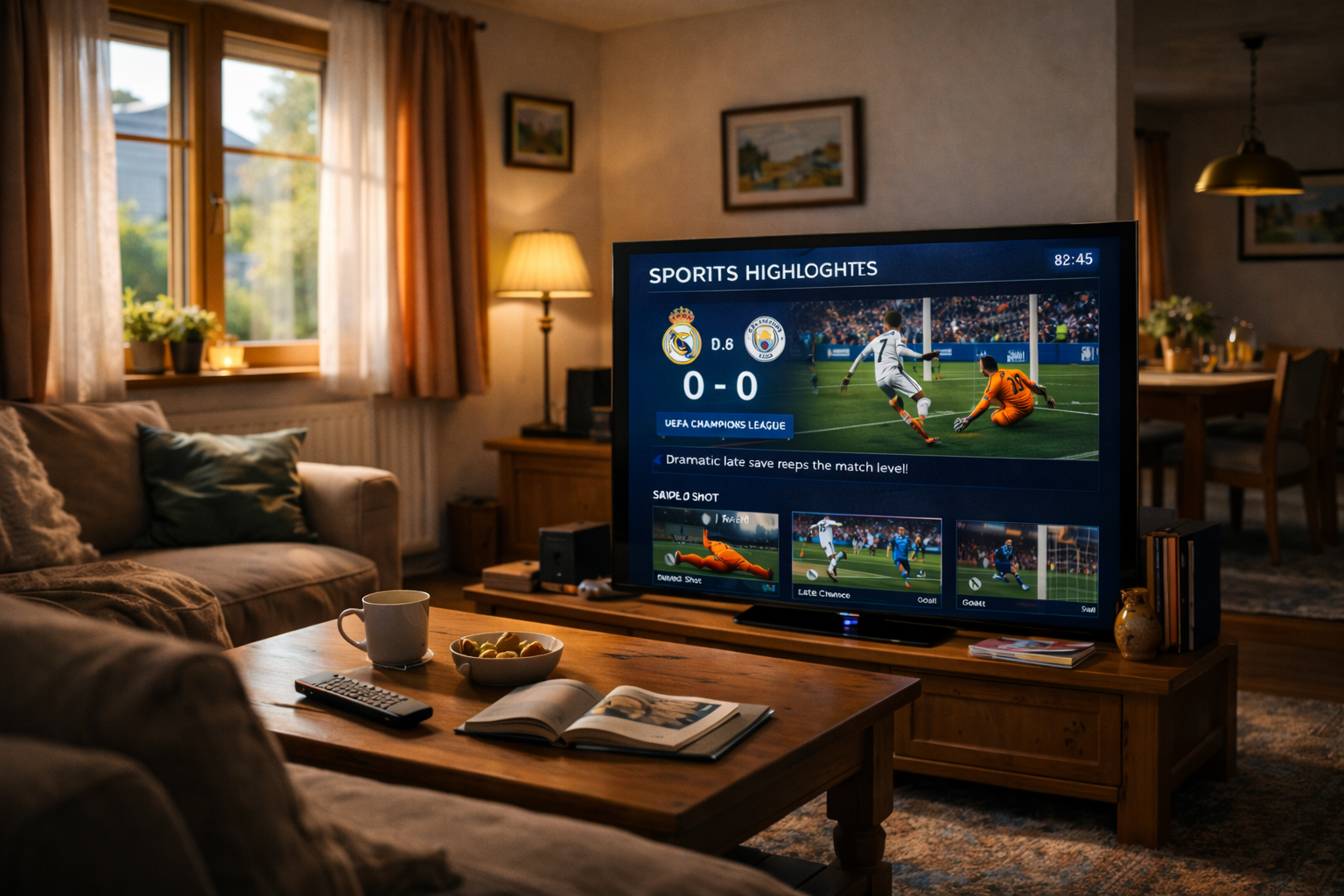 Background sports TV viewing in Austrian home 2026
