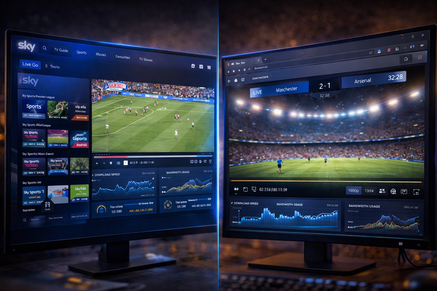 Comparison between Sky Go app and browser streaming on Windows 11