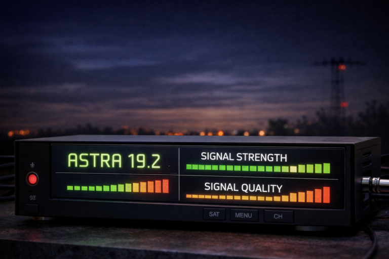 Comparison of signal strength and signal quality on Astra 19.2 receiver interface