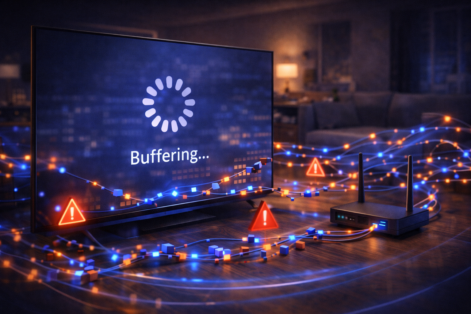 Live sports streaming buffering caused by unstable data flow and network issues