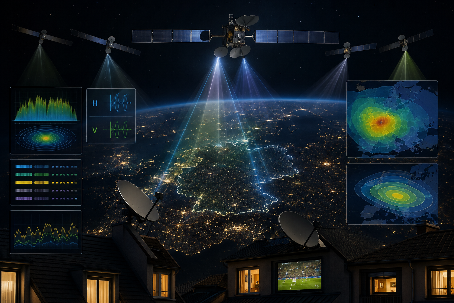 Astra 19.2E satellites broadcasting German television services across Germany.